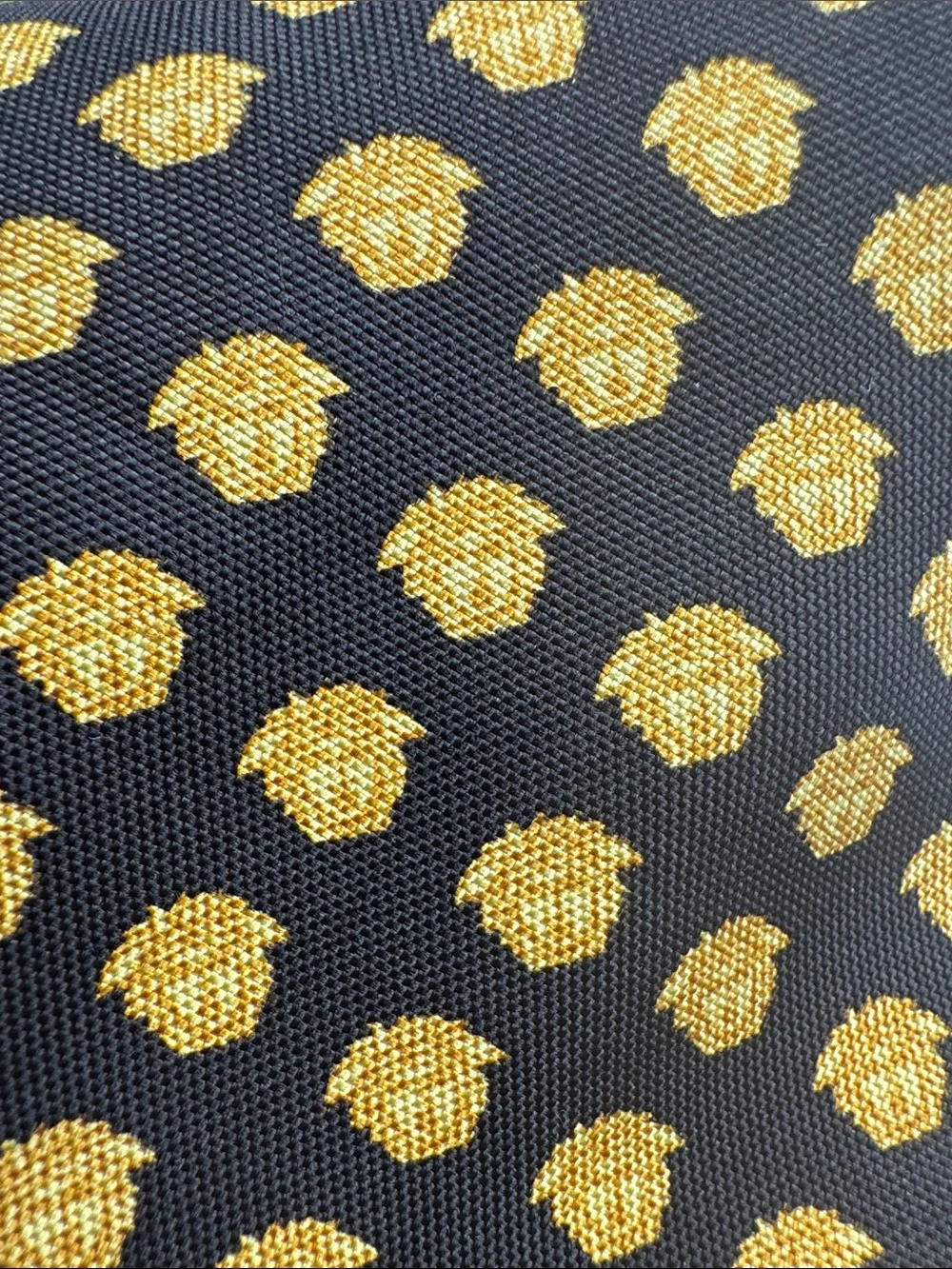 Vintage Gianni Versace 100% Silk Tie Black Gold Medallion Pattern Designer Neckw